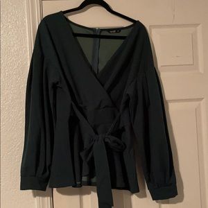 Green Faux Wrap top